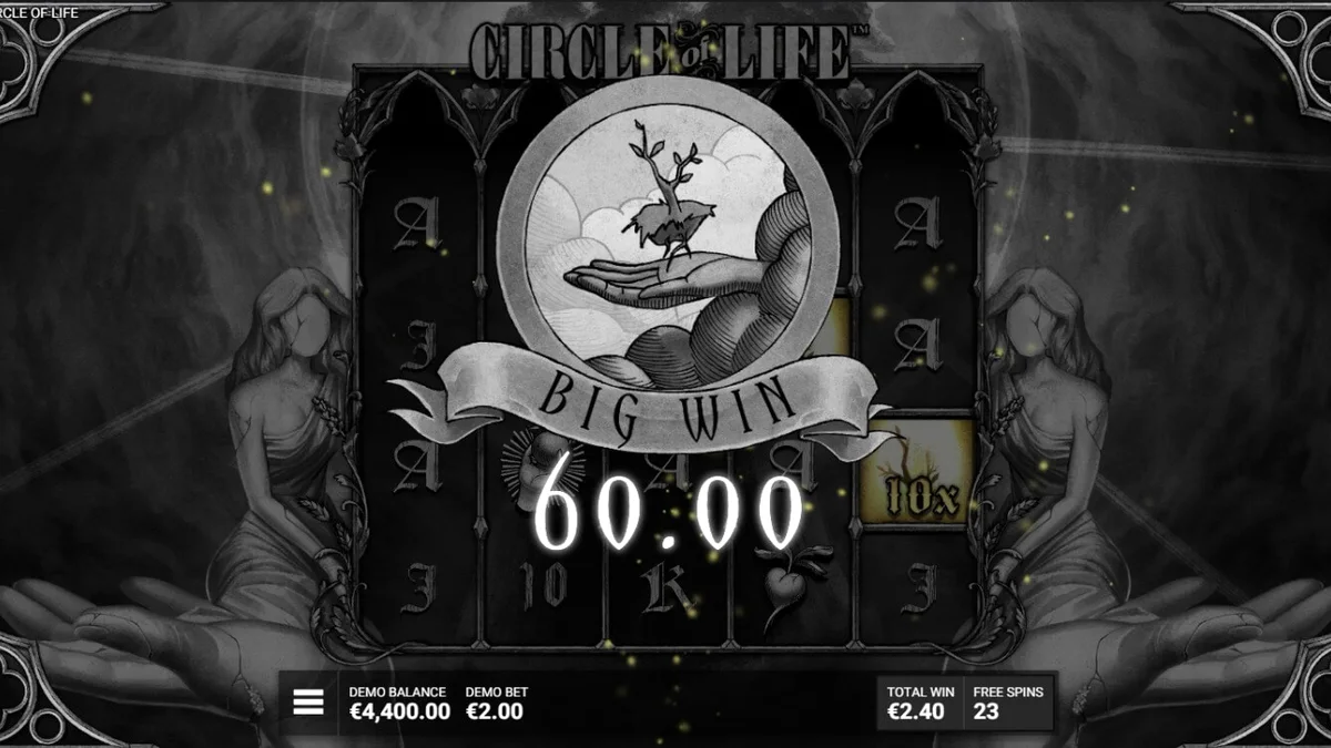 O design monocromático e a árvore vibrante do slot Circle of Life