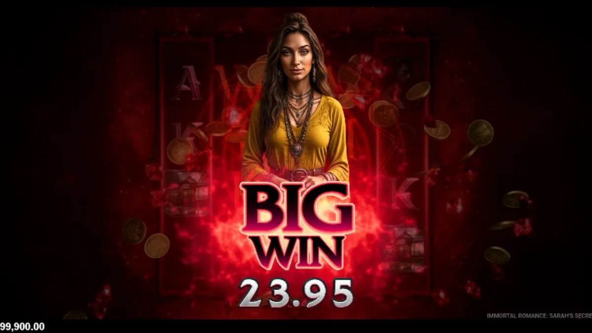Cena atmosférica do slot Immortal Romance Sarah’s Secret com elementos góticos