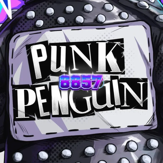 Cena vibrante do jogo de slot Punk Penguin com pinguins punk rock no palco